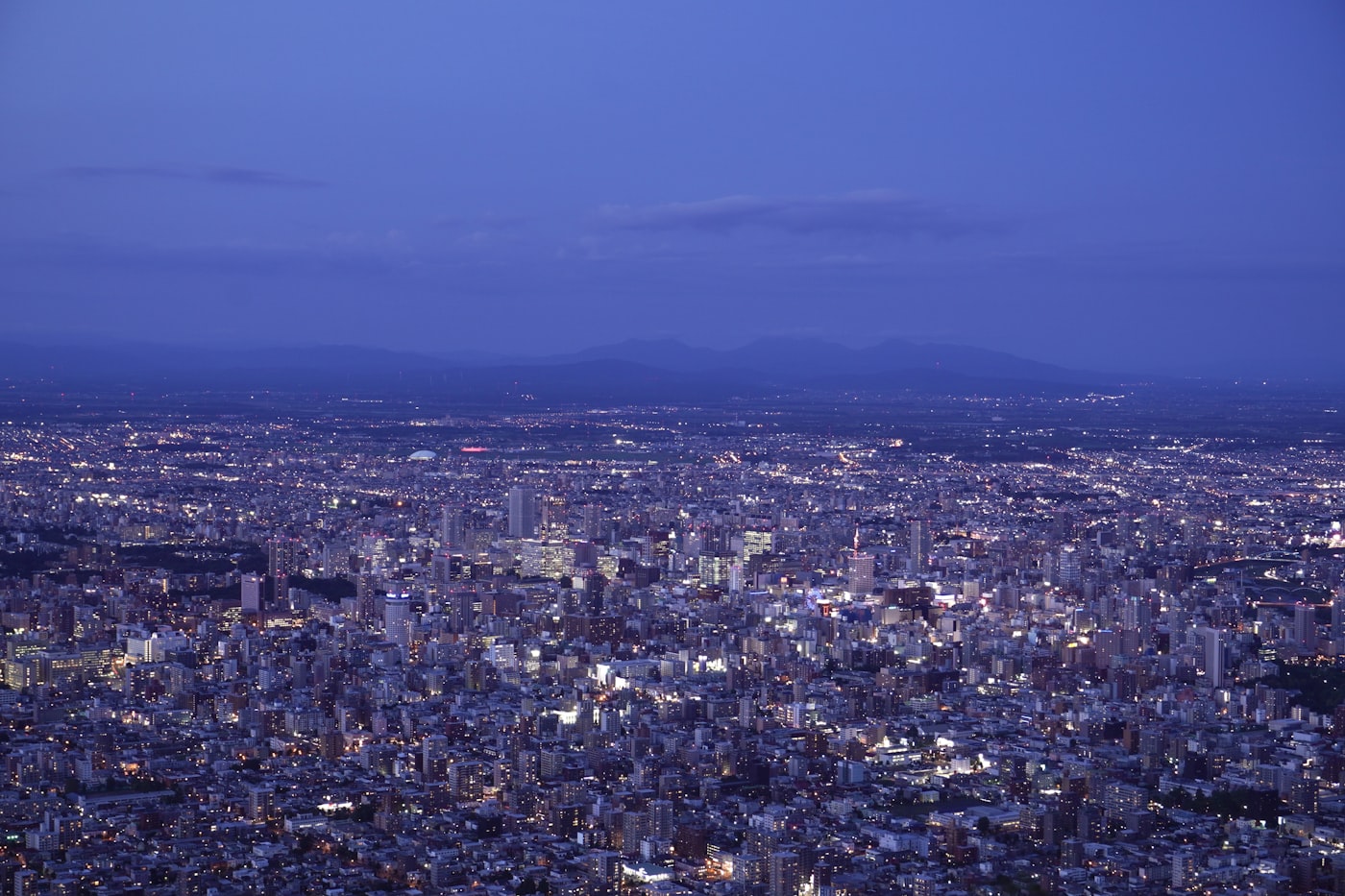上空から見た札幌の夜景